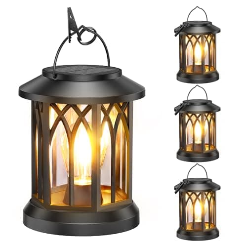 WdtPro 4 Pack Solar Lantern Outdoor Lights, Upgraded Bright Solar Lanterns Outdoor Waterproof, Hanging Solar Powered Lantern Over 12Hrs Lights for Outside Garden Yard Patio Tree Path Decor - Image 1