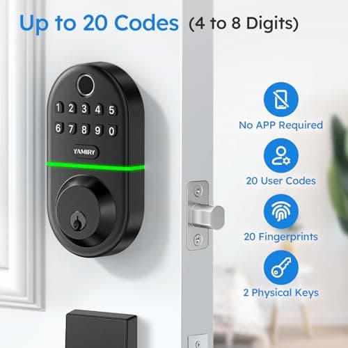 Yamiry Electronic Keypad Deadbolt, Fingerprint Door Lock,Keyless Entry Digital Lock for Front Door, Smart Deadbolt,Easy Installation - Thumbnail 2