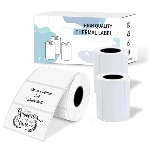NDYIN 3 Rolls Thermal Labels for N20 Label Maker,1.97"x1.18"(50x30mm), 230 Labels/Roll for Barcode, Address, Mailing, Logo, Business, Name Tag