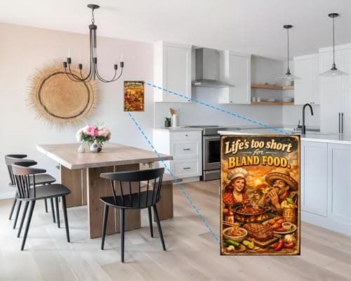 Life’s Too Short For Bland Food Vintage Tin Sign Spicy Kitchen Wall Decor Metal Plaque Retro Cooking Art Hot Sauce Grill Restaurant Cafe 8x12 Inch Pre Drilled Holes - Thumbnail 2