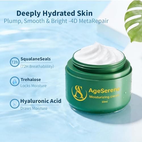 AgeSerene Daily Facial Moisturizer Cream, Formulated Without Common Irritants for Those with Sensitive Skin, Squalane & Hyaluronic Acid, Moisture Barrier Repair, Long Lasting Hydration，1.7 fl oz - Thumbnail 3