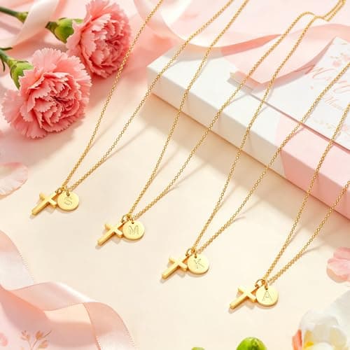 Fezodo Gifts for Teenage Girls - 14K Gold Plated Cross G Initial Letter Necklace Teen Girls Gifts Trendy Stuff Christian Birthday Gift for 5 6 7 8 9 10 11 Years Old Gift Kids - Thumbnail 6