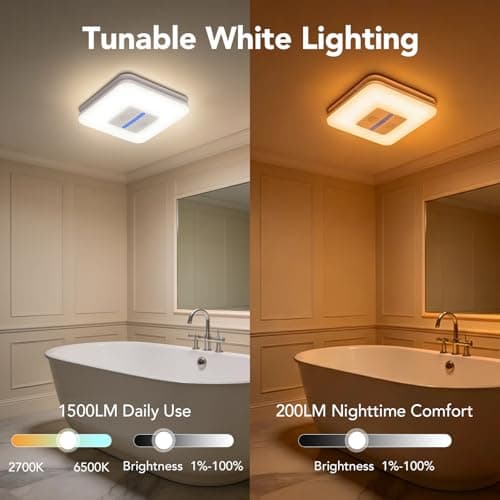 OREiN Matter Smart Bathroom Fan with Light – Humidity Sensor, 130–160 CFM Ventilation, Ultra-Quiet 1.0 Sone, Tunable White & Custom RGB, Dual Bluetooth Speakers, Compatible with Alexa & Google Home - Thumbnail 5