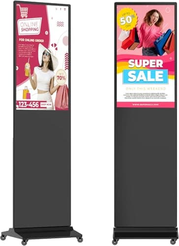 YCKJNB 32 inch Indoor Digital Signage LCD Screen IPS Floor Standing Digital Kiosks Interactive Displays with WiFi HDMI/USB Input Auto AD Player, Android OS Black - Image 1