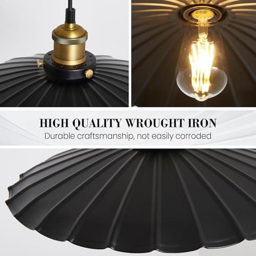 Oyisen Plug in Hanging Light,15.7 Inch Retro Black Metal Shade Plug in Hanging Lamp On/Off Switch Dining Room Hallway Vintage Hanging Pendant Light for Farmhouse 2Pack - Thumbnail 6