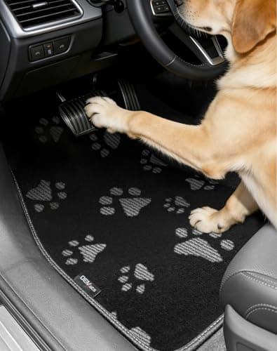 Universal Fit Waterproof Cute Dog Paw Car Floor Mats, Anti-Slip Backing & Adorable Paw Print Design, All Weather Car Mats, Automotive Floor Mats, Full Set of 4 (Gray) - Image 1