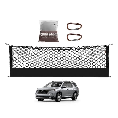 Muslogy Truck Bed Cargo Net Trunk Netting Compatible with Honda Pilot 2023-2026 | 2026+ Passport Accessories, Pickup Cargo Organizer SUV Sedan Storage Net w/Heavy Duty Carabiners