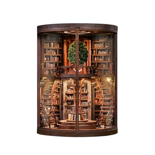 DIY Miniature House Kit, Book Nook Kit, 3D Wooden Puzzles Bookshelf Craft Kits, Dollhouse Kit with LED Light, Mini Building Kit for Adults Teen to Build (Dreamy Bookstore)