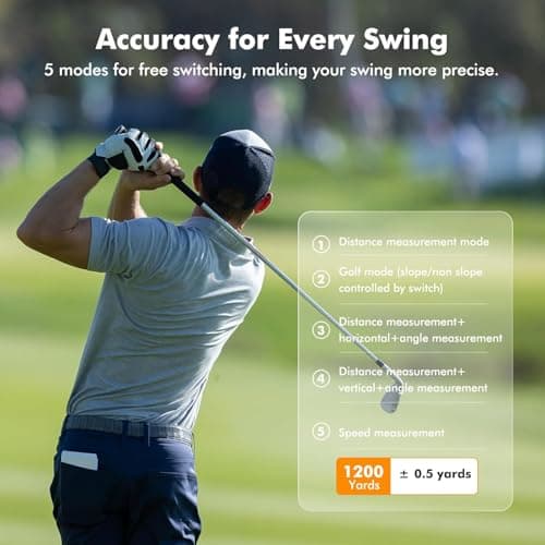 LAZYCAT Golf Rangefinder with Slope,1200 Yards Laser Range Finder Golfing Dimmable,Range Finder Golf 7X Magnification,Flag Lock Vibration,Measure Speed,Rechargeable with Magnet,Golf Gifts for Men - Thumbnail 4