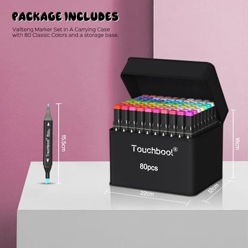 Touchbool 80 Color Alcohol Markers,Dual Tip Art Marker Pen, Classic Series Alcohol Felt Permanent Markers, Animation Art Sketch Sketching, Alcohol-based Markers - Thumbnail 6