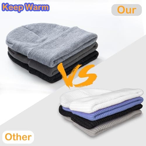 DEBAIY 3Pack Beanies Hats Knitted Caps for Men & Women & Teen (Dark Gray/Medium Gray/Sample Gray) - Thumbnail 4