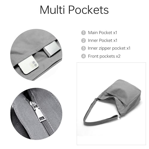 GEMIU Canvas Hobo Bags for Women and Men Big Crossbody Tote Bag with Muti-pockets and Zipper Travel Work - Thumbnail 5