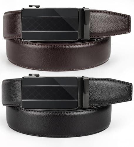 Truyis Leather Ratchet Belts For Men 2 Pack,Slide Ratcheting Belt,Adjustable Click Dress Belt - Thumbnail 3