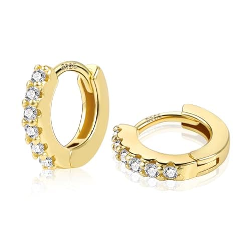 Gold Hoop Earrings for Women Small Hoop Earrings Hypoallergenic Lightweight Golds Earrings for Women with Round Cubic Zirconia Huggie Hoop Earrings Gifts for Women