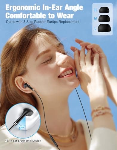 USB C Headphones for Samsung S26 Ultra S25, Wired Earbuds USB C, Type C Headphones Wired [Clear Mic] Noise Cancelling HiFi Ear Buds Pods for iPhone 17 16 15, Android/School/Travel [Black] 2 Pack - Thumbnail 5