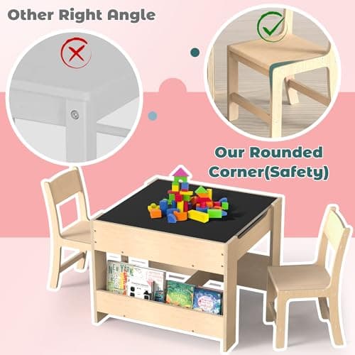 bbgroundgrm 4-in-1 Kids Wooden Activity Desk & Chair Set – Birch Plywood Table with Reversible Whiteboard & Chalkboard, 3 Storage Areas for Toddlers’ Learning, Art, and Play(3 Years+) - Thumbnail 4