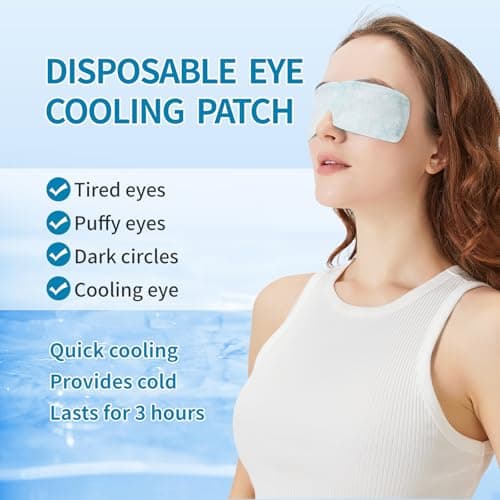 TCANG Disposable Instant Cooling Gel Eye Masks, Soothing Relief for Tired Eyes & Cooling Sensation, Eye Patches for Puffy Eyes,10 Packs - Thumbnail 2