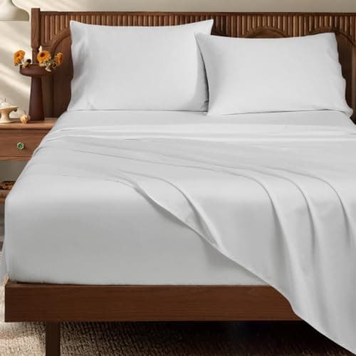 HYPREST 100% Egyptian Cotton Sheets Full Size - Deep Pocket Full Size Sheets Set 18 Inch, Soft & Crisp Bed Sheets Set, Durable Cooling Luxury Hotel Bedding, Oeko-TEX Certified, White - Image 1