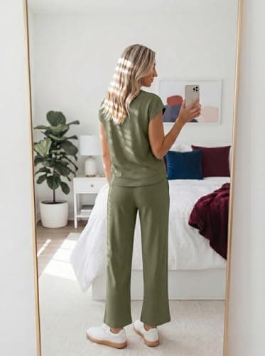 Casly Lamiit Two Piece Lounge Sets for Women Spring Vacation Beach Travel Airport Outfits Casual Cruise Fashion 2026 Army Green S - Thumbnail 5