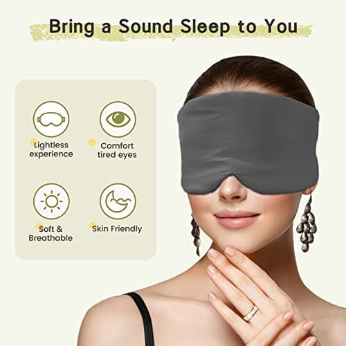 iCooBreeze 100% Handmade Bamboo Sleeping Eye Mask for Women for Men,Night Masks,Organic Sleep Mask,Blockout Eye Mask for Sleeping,Large Size Adjustable (1 PC, Dark Grey) - Thumbnail 3