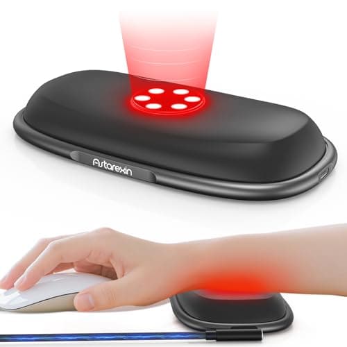 Astarexin Mouse Wrist Rest, Red Light Therapy Wrist Pad for Mouse with 660nm & 850nm, 2-in-1 Ergonomic Silicone Mouse Pad Wrist Support with Sensor, Office Use, Non-Slip Base, USB Powered - Image 1