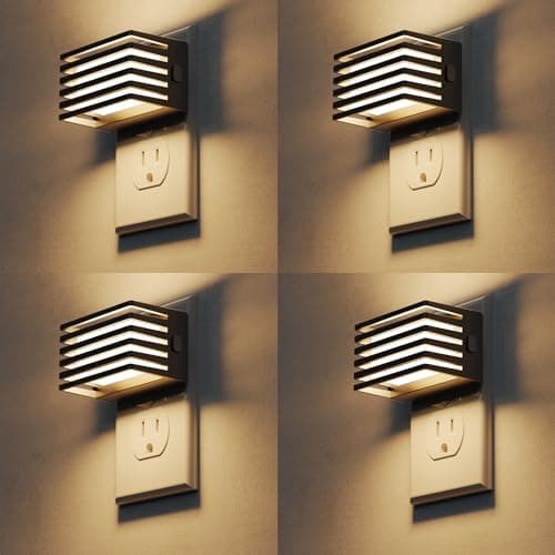 L LOHAS LED Night Lights Plug into Wall, [4-Pack] Modern Plug in Night Light with Dusk-to-Dawn Sensor, Adjustable Brightness, 3000K Soft White for Bedroom Bathroom Hallways Kid's Room - Image 1