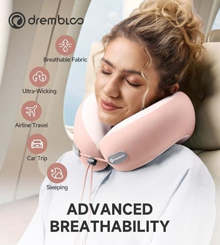 drembloo Neck Pillow Airplane, Premium Memory Foam Cooling Travel Pillows for Sleeping, Adjustable Flight Sleep Pillow with Comfortable Breathable Cover, Portable Plane Accessories - Thumbnail 3