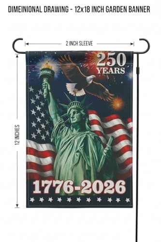 USA 250th Anniversary Garden Flags,America Garden Flags For Outside,12x18'',Double Sided Flag For Outdoor Garden Decor (Liberty) - Thumbnail 6