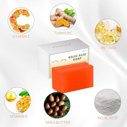 KELAJICS Kojic Acid Soap Bars with Retinol, Collagen, Vitamin C, Fresh Orange Scent for Face and Body, Moisturizes, Smooth and Evenly Radiant (2 Pack) - Thumbnail 3