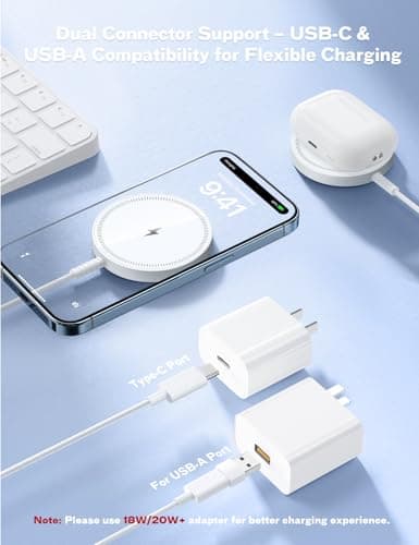 Magnetic Wireless Magsafe Charger iPhone: Charging Pad for iPhone 17/16/15/14/13/12 Series & AirPods Pro 4-2, Strong Magnet, Dual Ports, Case-Friendly, Lightweight for Travel Home Office Desk - Thumbnail 5