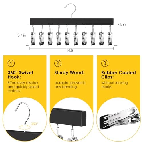 Legging Organizer for Closet, Pants Hangers with Clips Holds 20 Leggings, Jeans, Hats, Shorts, Socks, 360° Rotating Space Saving Hanging Clothes Organizer for Closet Organizers and Storage 2Pcs - Thumbnail 5