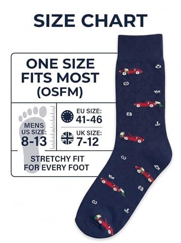 feetopia Socks with Frustrated Car Guy Design, Ideal Car Lover Gift, 1 Pair Per Pack, Size 8-13 - Thumbnail 5