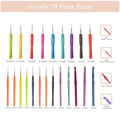 SHAXANO Crochet Hooks Kit with Case, 95-Piece, Ergonomic Crochet Needles Weave Yarn Kits DIY Hand Knitting Art Tools for Beginners and Experienced Crochet Lovers - Thumbnail 2