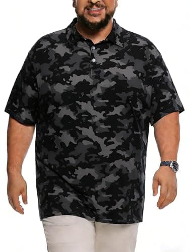 uideazone Men's Big and Tall Performance Polo Shirt - Moisture Wicking Dry Fit Golf Shirts, Wrinkle-Free Business Casual Short Sleeve Top for Men,Camo, XL - Image 1