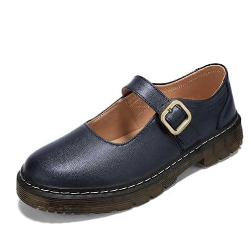 Azimaey Women's Mary Jane Flats Classic Comfort Slip-On Shoes - Breathable Lightweight Casual Dress Shoes for Women, Closed Toe Walking Shoes Fashion Cute & Everyday Comfort Navy Bule,11 US - Thumbnail 3