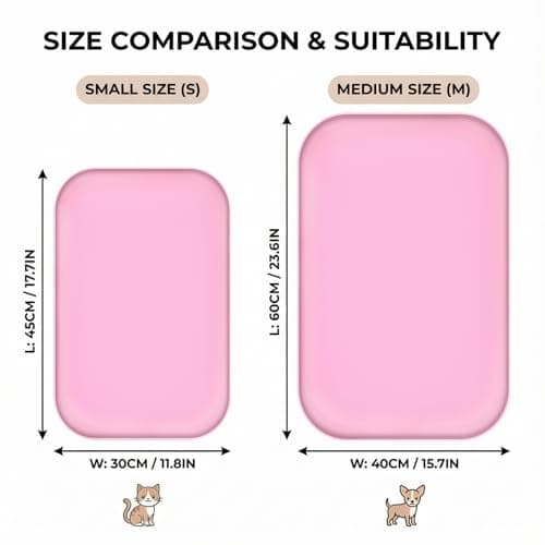 BLESWIN Waterproof Silicone Pet Feeding Mat Pink with Raised Edge,24" x 16"Non-Skid Spill Proof Dog Bowl Mats, Easy Clean Cat Bowls Placemat for Cats and Dogs - Thumbnail 2