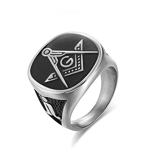 YLWJSP Freemason Gifts Masonic Biker Rings Masonic Master Mason Ring Freemason Signet Style Jewelry Mason Signet Band Jewelry (Masonic Rings S 11) - Image 1