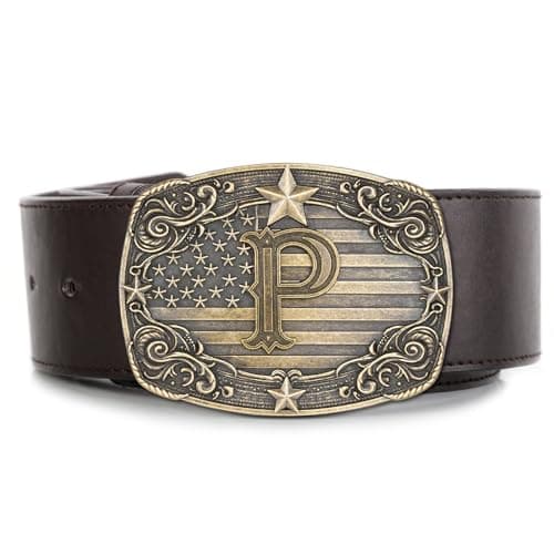 Absbolo Western Belt Buckle Men Initial Letter ABCDJRM to Z Rodeo Cowboy Belt Buckles for Women P - Thumbnail 4