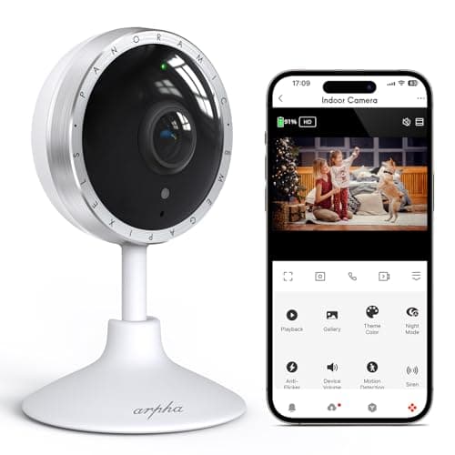 ARPHA 4K Indoor Security Camera, WiFi Pet Camera for Home Security with PIR Human Detection, Sound Detection, Night Version Two-Way Talk, Support TF Card & Cloud Storage
