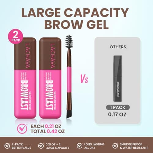 2 Pack Brow Gel, Eyebrow Tint and Setting 2-in-1 Fluffy Volumizing Brow Mousse, Waterproof All Day Hold Eyebrow Gel with Brush For Natural Full-Looking Eyebrow Makeup, Soft Brown - Thumbnail 6