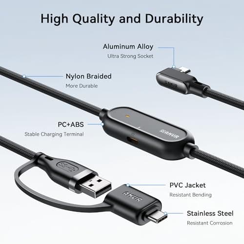 AMVR Link Cable with Charging 16FT Compatible with Meta Quest 3/3S/2/Pico 4 Accessories, Nylon Braided Cable with USB 3.0 A to C Adapter for SteamVR/PCVR, High-Speed Max 5Gbps, Play While Charger - Thumbnail 6