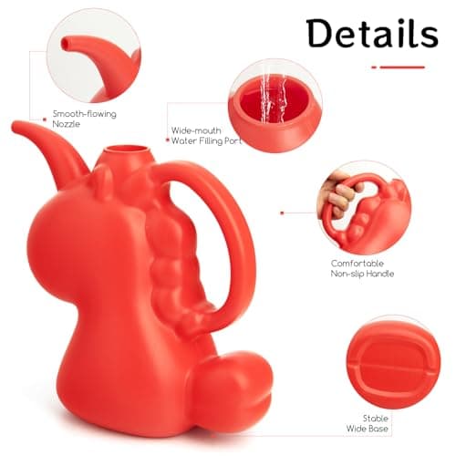 XXXFLOWER Unicorns Indoor Watering Can, 1 L Cute Animal Water Cans, Novelty Unicorns Shape Watering Pot for Office House Indoor Garden（Red） - Thumbnail 4