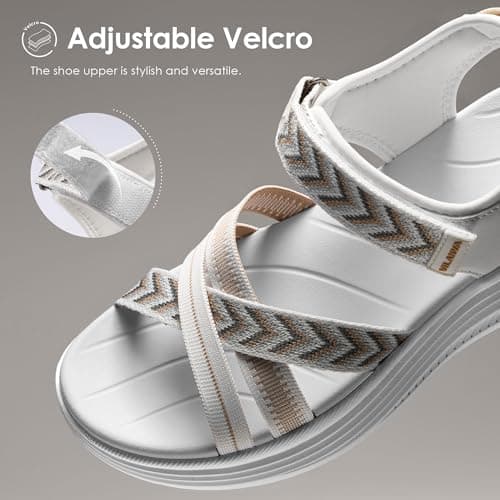 Vilanva Women's Comfortable Orthopedic Platform Walking Sandals with Arch Support Adjustable Buckle Cushioned Midsole for Plantar Fasciitis Relief Casual Sport Summer Outfits - Thumbnail 5