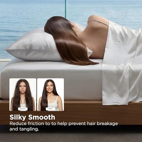 Bedsure Cooling Pillow Cases, Softer Than Silk Pillow Cases, Grey Silky Pillowcases Standard Set of 2 with Zipper, Infused 3% HA & Ceramides to Hydrate Skin, Gifts for Women, 20"x26" - Thumbnail 4