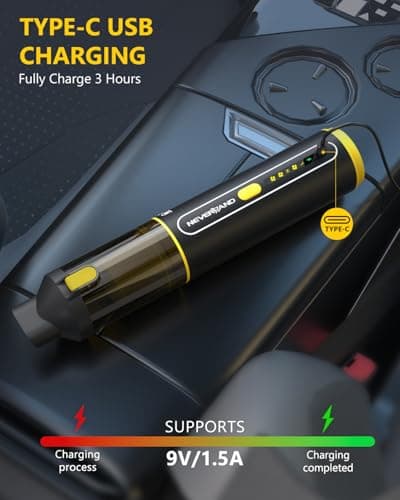 NEVERLAND Car Vacuum - 20000Pa Powerful Suction Mini Vacuum Cleaner Blowing & Inflating 4-in-1 Portable Vacuum Cordless for Car, Office Desk, Keyboards - Thumbnail 4