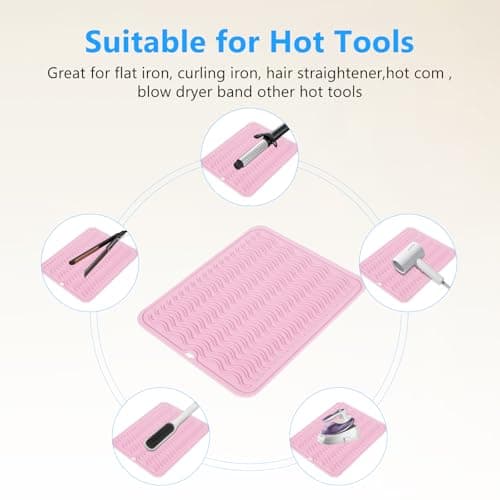 Quccefods Heat Resistant Mat Oversize Curling Iron Mat Silicone Hot Hair Tools Mat for Hair Straightener,Flat Irons,Hair Styling Tools Countertop protection Portable Travel Mat 14.2" x 11" - Thumbnail 3