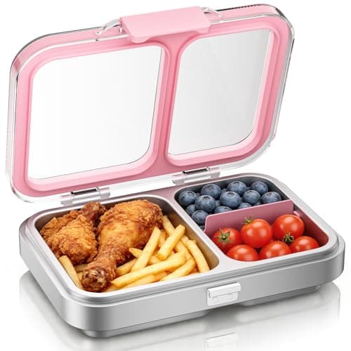 G.a HOMEFAVOR Stainless Steel Lunch Box - 2 Compartments Bento Box for Kids, Leakproof Food Container for School, Dishwasher Safe, BPA-Free, 1150 ml/38 oz, Pink - Image 1