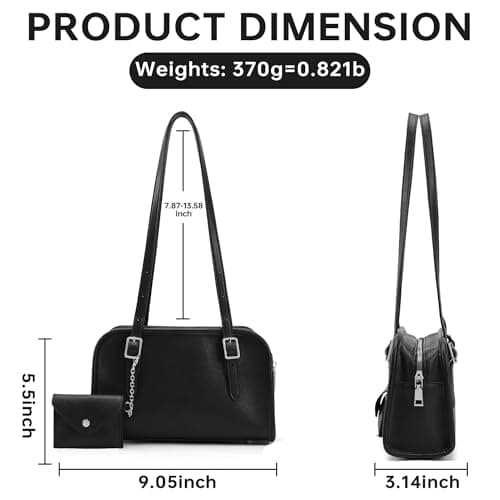 Goinsound Swing Zip Shoulder Bag Swing Purses for Women Shoulder Bag for Women Handbags with Adjustable Strap Black - Thumbnail 3