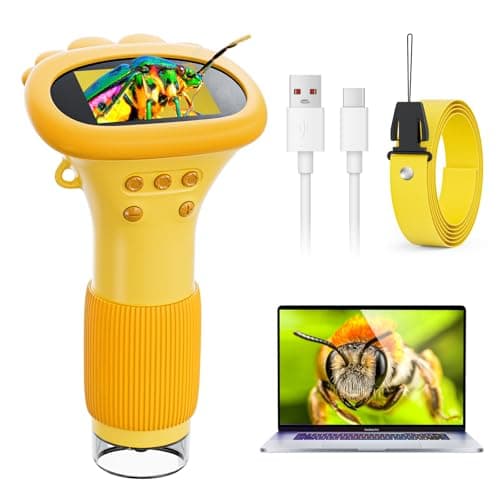 Microscope for Kids, Ahalfcit 1000X Handheld Digital Microscope with 2” HD IPS Screen, Portable Mini Camera for Exploring Nature, Science Educational Toy, Birthday Gift for 3-12 Years Old Boys Girls - Image 1