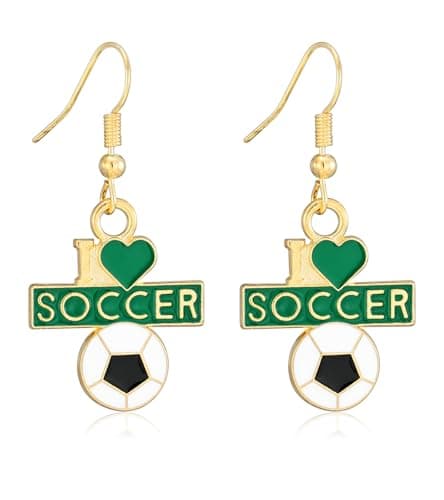 Soccer Earrings for Women, Football Sports Drop Dangle Earrings Gold Statement Earrings Jewelry for Womens Trendy - Image 1